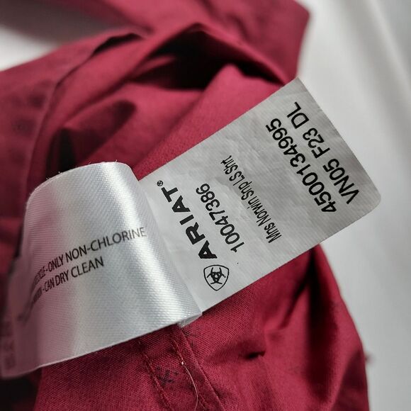 Ariat Red Print Button-Up Western Shirt Men’s Small Pearl Snap - Picture 9 of 11